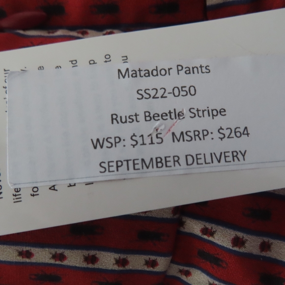 Never A Wallflower Women's rust Beetle stripe Print Flare Pants Size XS NWT $264 - Picture 7 of 8